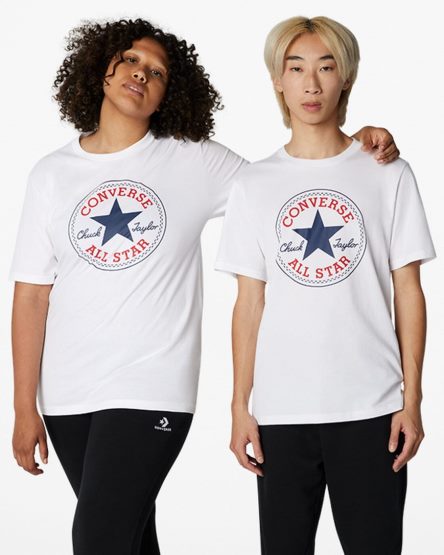 Men's Converse Go-To Chuck Taylor Classic Patch Standard Fit T-Shirts White | AU 63C19W